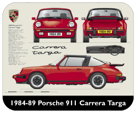 Porsche 911 Carrera Targa 1984-89 Place Mat, Small